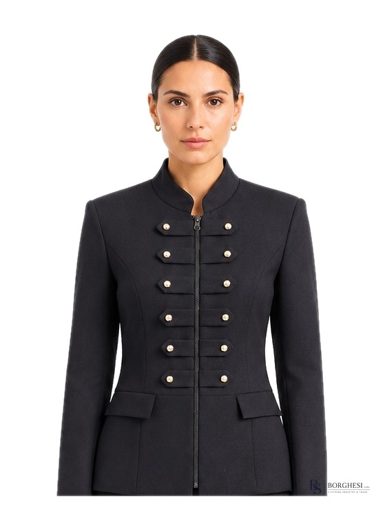 Military-Button Stand-Collar Suit