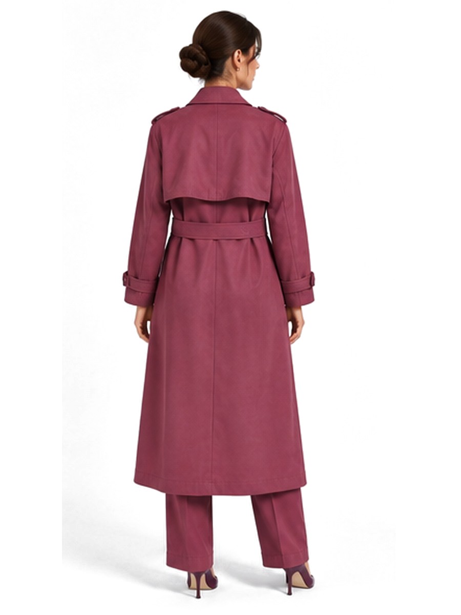 Borghesi burgundy trench coat, back view