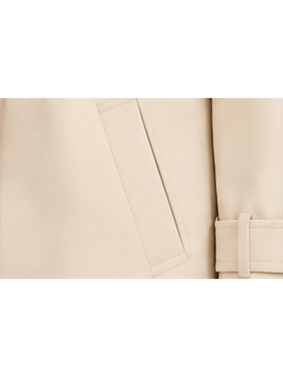 Cream Double-Breasted Pea Coat Suit, detail pocket