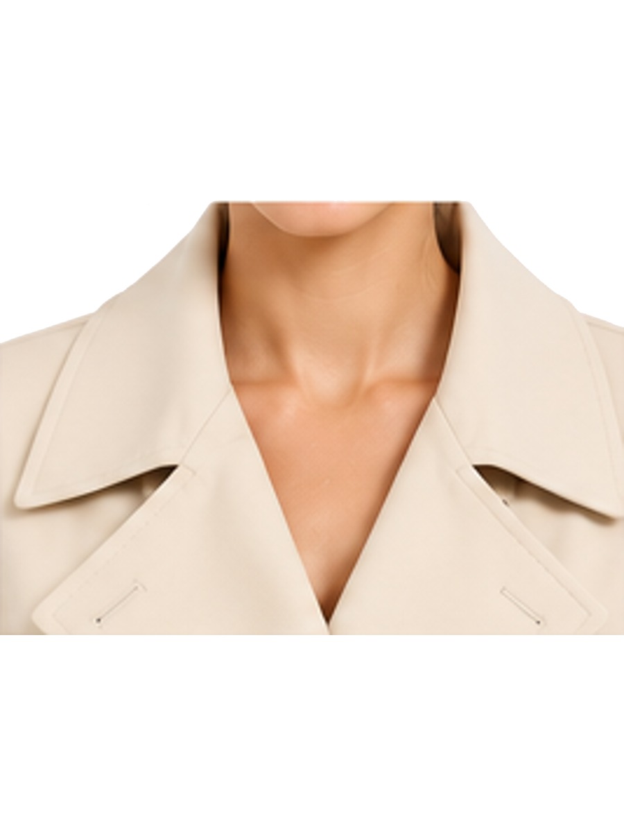 Cream Double-Breasted Pea Coat Suit, detail collar