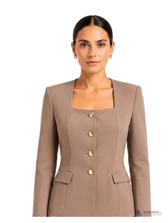 Square-Neck Jacket, Taupe