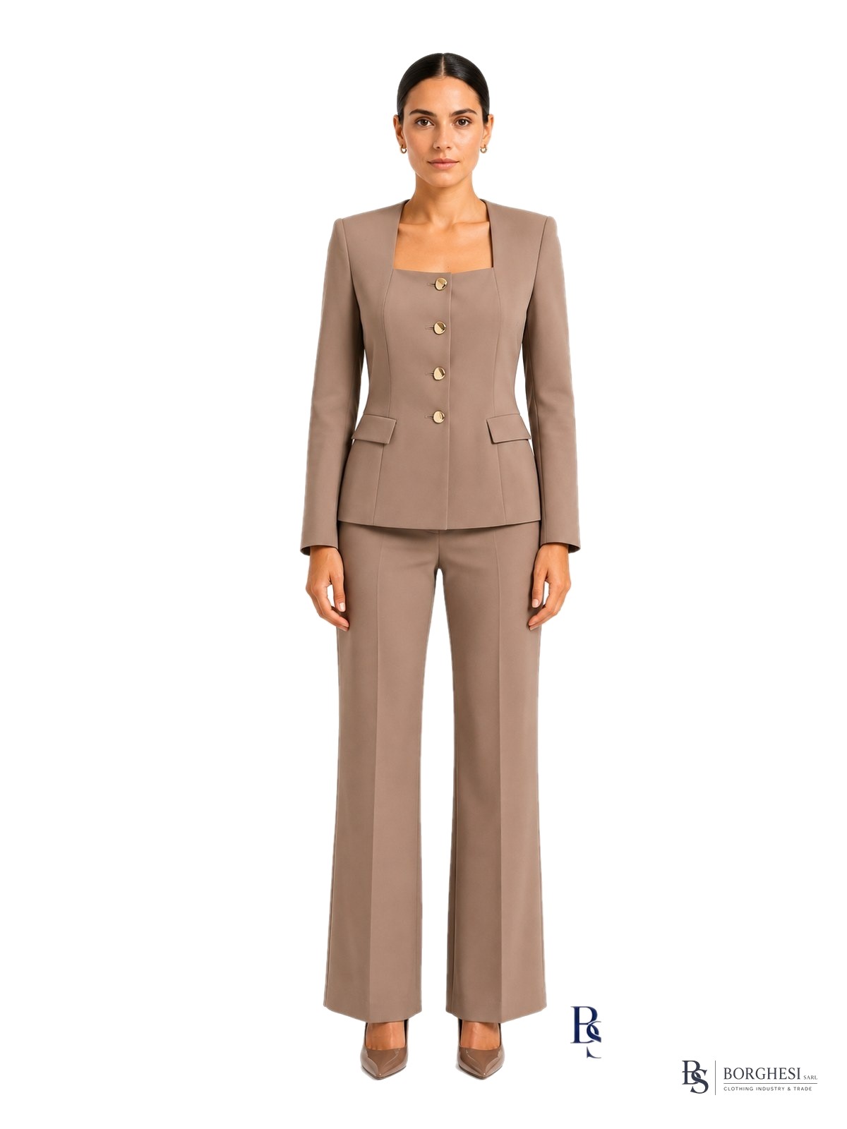 Square-Neck Jacket, Taupe