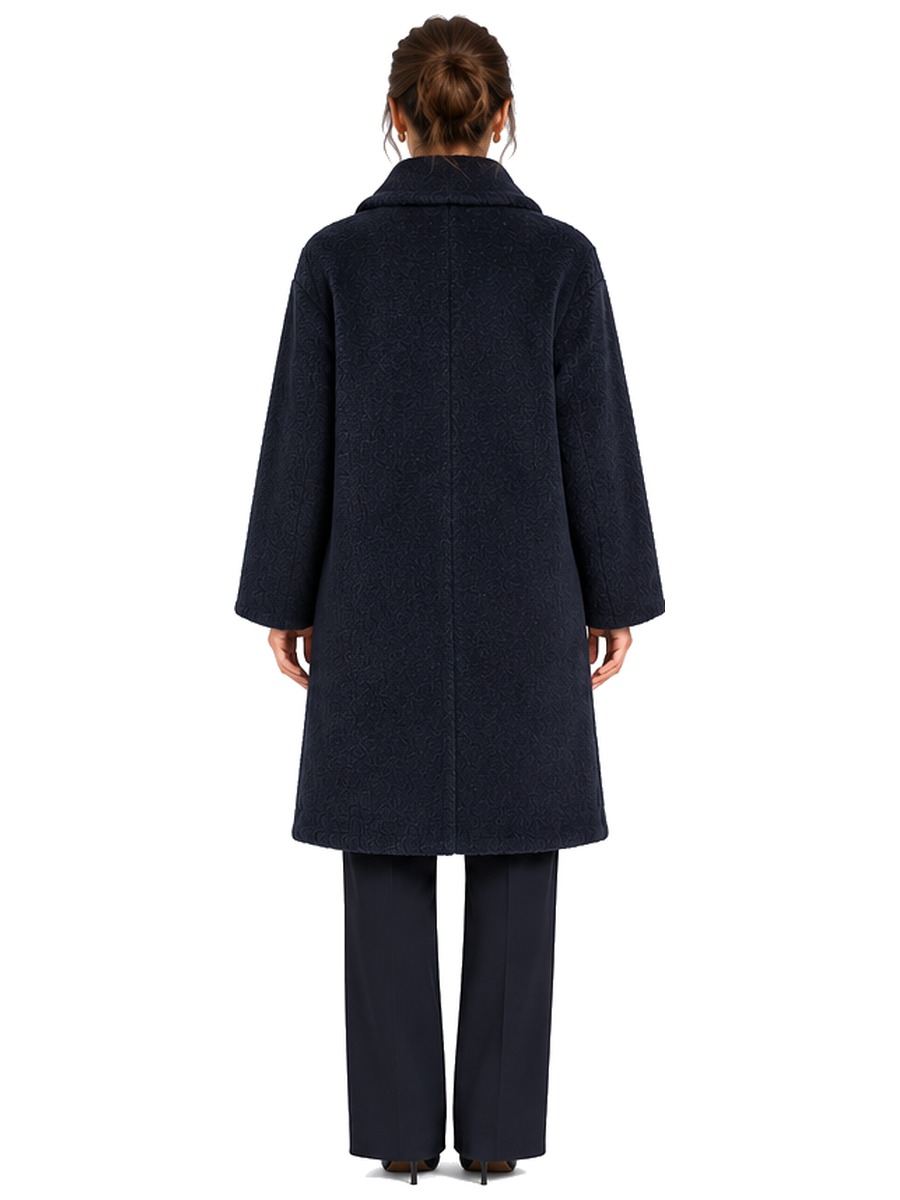 Borghesi navy teddy coat, full back view