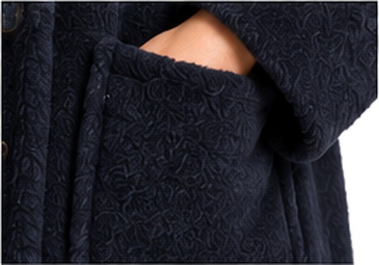Navy teddy coat, patch pocket detail